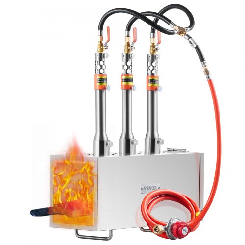 VEVOR Portable Propane Forge, 3 Burner Farrier Forge, 2600℉ Tool and Knife Making Blacksmithing Gas Forge, Large Capacity Square Stainless Steel Gas Forging Tools and Equipment for Metal Forging