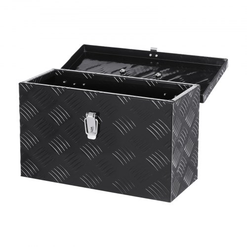 VEVOR Heavy Duty Aluminum Truck Bed Tool Box, Stripes Plated Tool Box with Side Handle and Top Handle, Storage Toolbox Chest Organizer for Trailer, Pickup, RV, 16"x7.5"x10"(406x190x254mm), Black