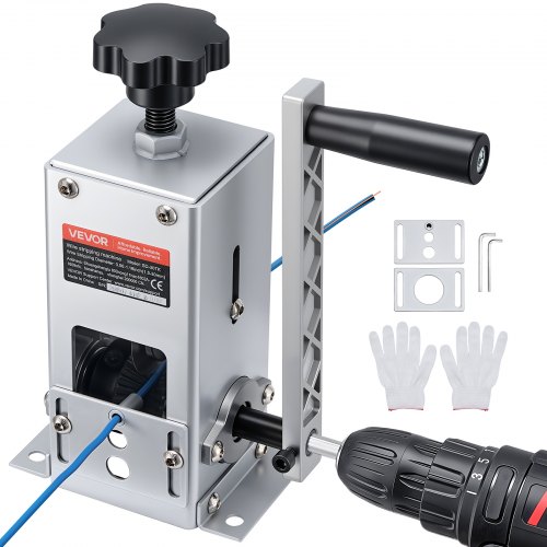 VEVOR Manual Wire Stripper Machine, 1.5-30 mm, Copper Cable Stripper Tool, Hand Crank or Drill Powered Modes, Heavy-Duty Q235 Frame Wire Stripping Machine, Easy to Use, for Scrap Copper Recycling
