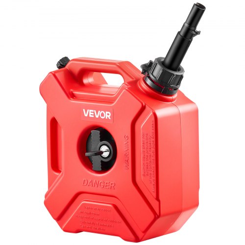 VEVOR Fuel Container, 5 L, Gas Can with Spout and Lockable Bracket, 15 L/min Max Flow Rate, Secure & Leak-proof, Portable Flat Fluid Container for Most Cars Motorcycle ATV UTV, Red