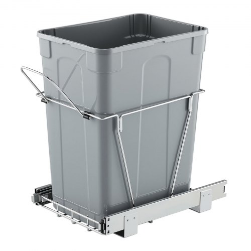 VEVOR Pullout Trash Can for Kitchen Cabinets, Garbage Waste Recycling Bin, Under Mount Waste Container, with Heavy Duty Metal Full Extension Sliding System and Handle, for Sink, Under Counter