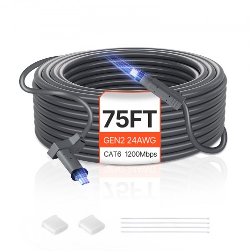 VEVOR Starlink Gen 2 Cable 75 FT / 22.86 m Extension Cable Standard Generation 2 1200 Mps 24 AWG / 0.25 mm²