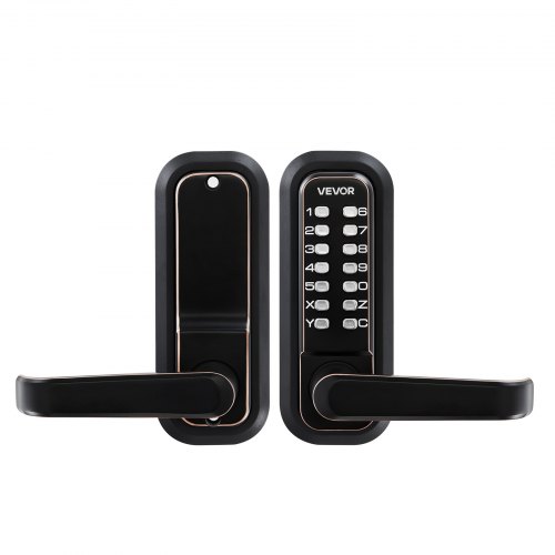 VEVOR Mechanical Keyless Entry Door Lock, 2.0 Code Upgrade, 4-7 Digits Code, Single-Sided Push Button Combination Keypad Door Lock with Handle, Auto Locking, for Indoor or Outdoor, Oil-Rubbed Bronze
