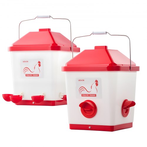 VEVOR Automatic Chicken Feeder & Waterer Set, 19 L/18.14 kg, Rain Proof Hanging Poultry Feeder with Water Cup No Waste, Automatic Gravity, Avoid Small Animals, Suitable for Chicken, Duck, Turkey