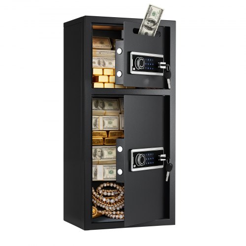 VEVOR 7.2 cu.ft Safe Box, Double Doors Safe Lock Box with Key, Password and LED, Fireproof Cold Rolled Steel Storage Drop Slot Vault for Money, Documents, Jewelry and Valuables, Easy Assembly, Black (requires assembly)