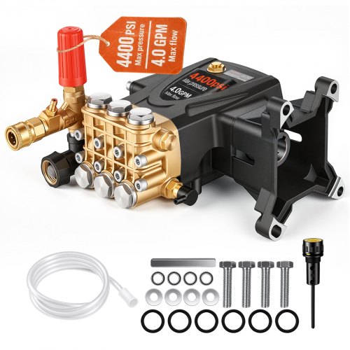 VEVOR Pressure Washer Pump, 25.4 mm Shaft Horizontal Triplex Plunger, 4400 PSI, 4 GPM, Replacement Power Washer Pumps Kit, Parts Washer Pump, Compatible with Simpson MorFlex Models 40224, 40225, 40226