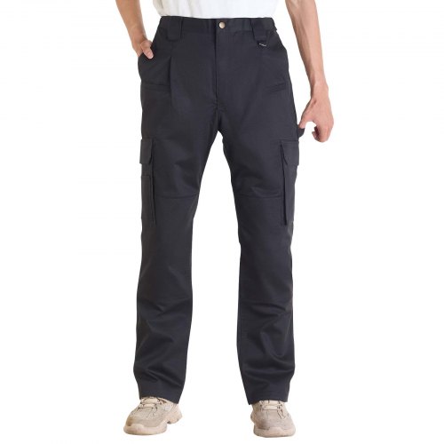 VEVOR FR Pants for Men, 100% Cotton, Flame-Resistant Cargo Pants with Multi-Pockets and Elastic Waist, Reinforced Tear-proof Stitching, Ideal for Welding Work and Casual Wear, XL Size, Black