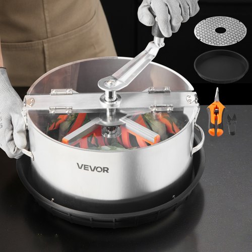 VEVOR Manual Bud Leaf Trimmer, 300mm  Reaper Bowl Bud Trimmer with Stainless Steel Blades, Visual Cutting , Wet & Dry Hydroponic Cutting Machine with Tray, Twisted Spin Cut for Plant Buds Flowers