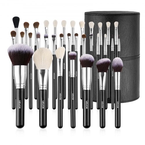 VEVOR 34-Piece Makeup Brush Set, Professional Brushes Kit for Foundation Blending Eyeshadow Concealer Blush - with Soft Bristles, Ergonomic Wood Handle, Travel-Friendly Case Included
