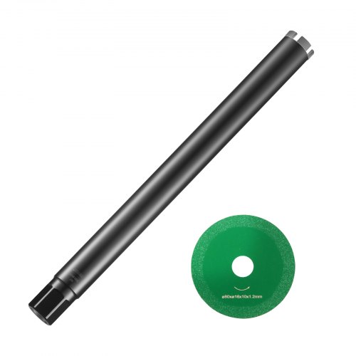 VEVOR Core Drill Bit, 5.1 cm Wet Diamond Core Drill Bits, 35.6 cm Drilling Depth Concrete Core Drill Bit with Saw Blade, 3.2 cm-7 Inner Thread, Laser Welding, Diamond Wet Coring Bit for Concrete Brick