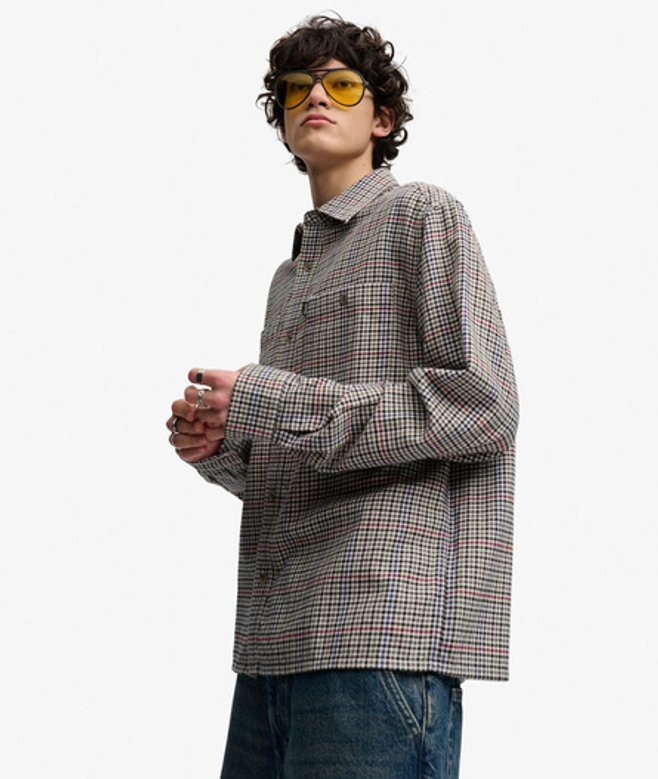 Superdry Herren Bench Boxy Baumwoll-overshirt Brown - Größe: S