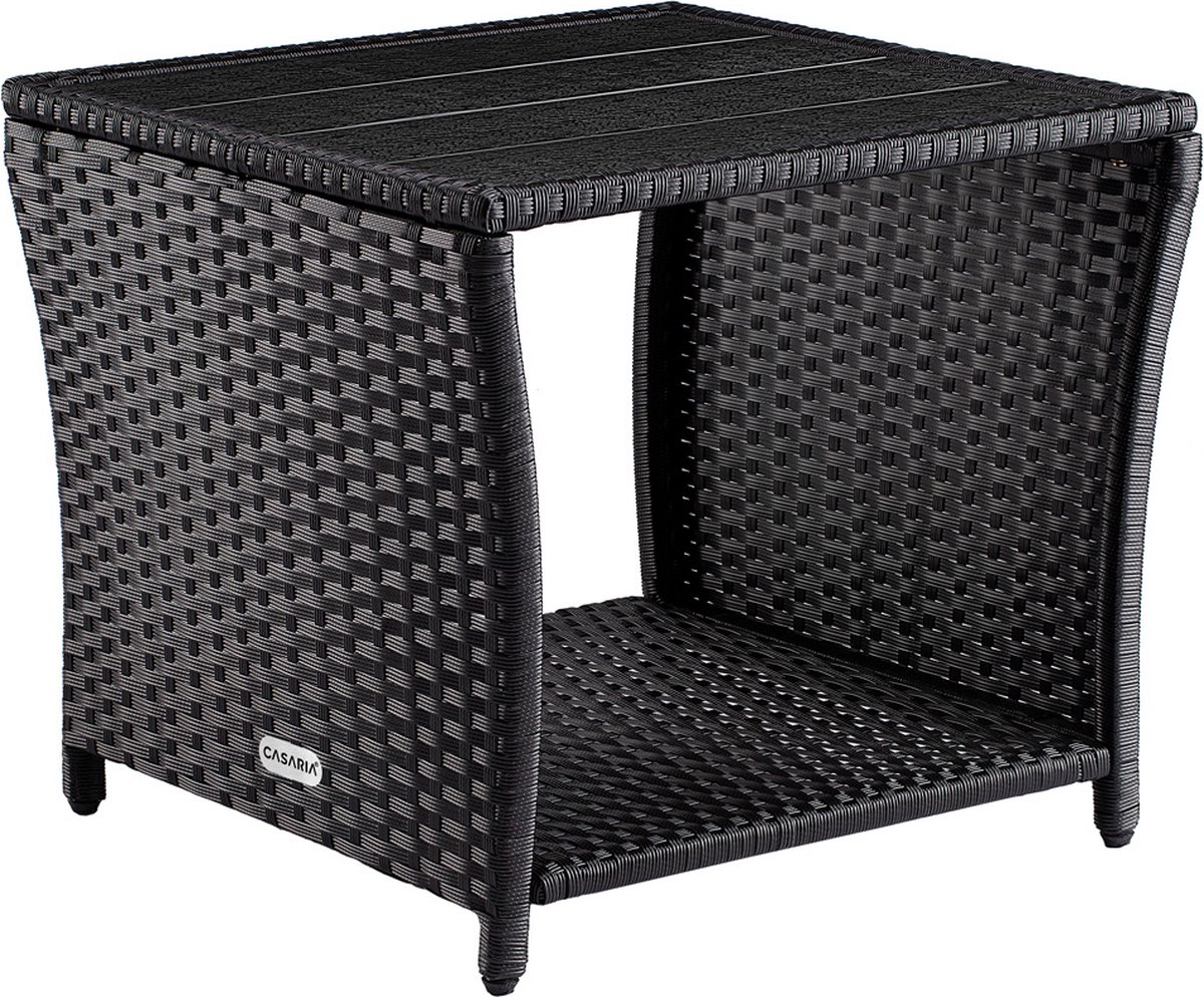 Stolik ogrodowy Vedis boczny rattan WPC Czarny 45x45x40cm