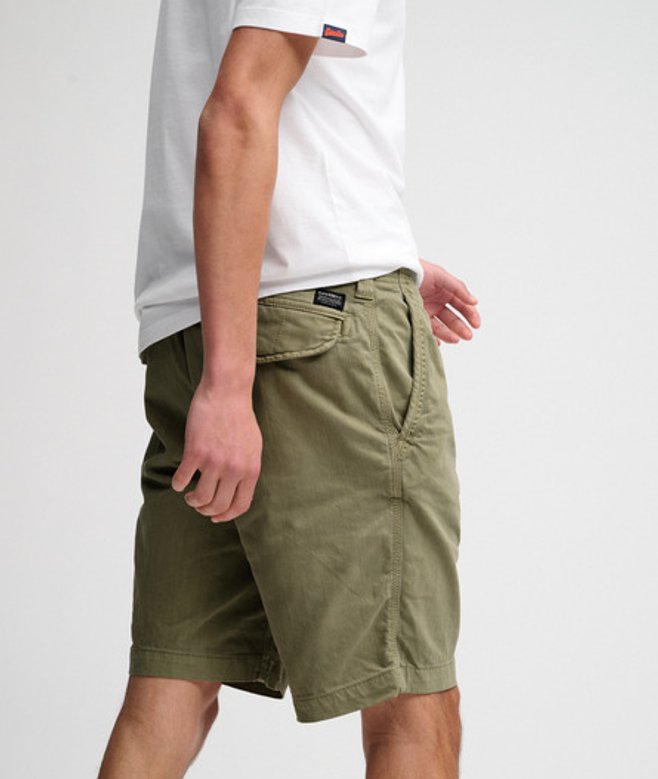 Superdry Herren Utility Chino Shorts Reguläre Passform Green - Größe: 30