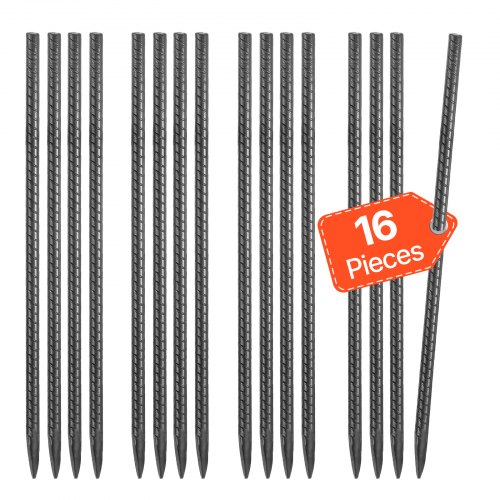 VEVOR 16-tums / 406,4 mm 16-pack armeringsstöttor kraftiga raka galvaniserade markankare