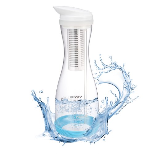 VEVOR vattenfilterkanna, 6-kopps vattenfilterdispenser i glas, snabbt och kompakt kylskåpsvänligt vattenfiltreringssystem, ingen BPA, håller i 3 månader eller 211 gallon, minskar klor, rost, lukter, PFOA/PFOS