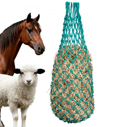 VEVOR Hönät för hästar, 4 st, 0,9 m förlängd längd, 38 x 38 mm hål, PE-material, med fyra karbinhakar, hängande långsamma hönät för hästar, får, nötkreatur, alpackor och boskap