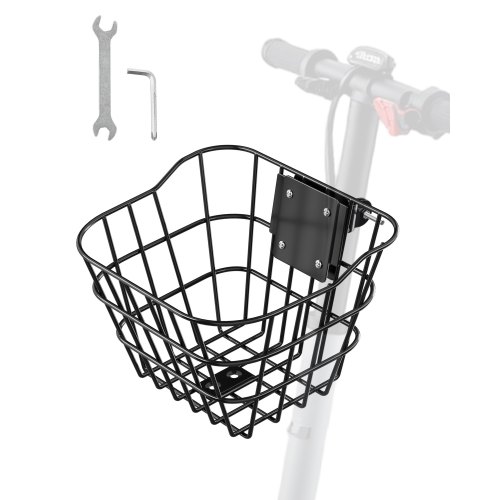 VEVOR Cykelkorg fram, Elscooterkorg med fast fäste - Max bärförmåga 9 kg, Tillverkad av massivt stål, Cykelkorg för barn/cykelkorg för vuxna/tillbehör för knäscooter