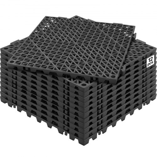 VEVOR Avloppsmatta 30,5 x 30,5 cm PVC Halkfria Golvplattor 12-pack