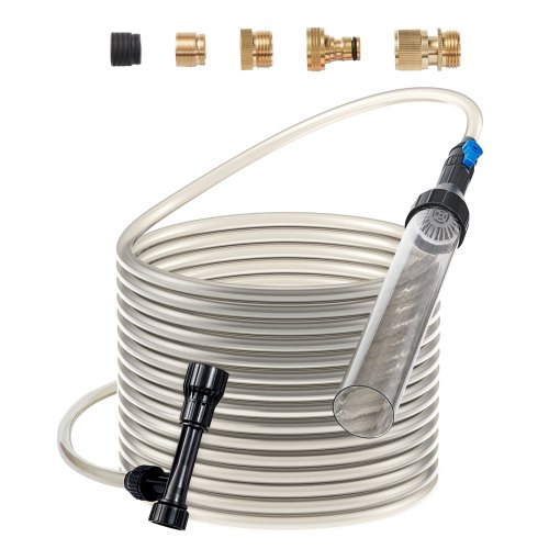 VEVOR Akvarium Dammsugare Grusrengörare, 30ft PVC-slang Fiskakvarium Dammsugare Grusrengörare, Sifon Fiskakvarium Dammsugare, 3 typer av mässingsadaptrar, för akvariumrengöring Grus & Sand