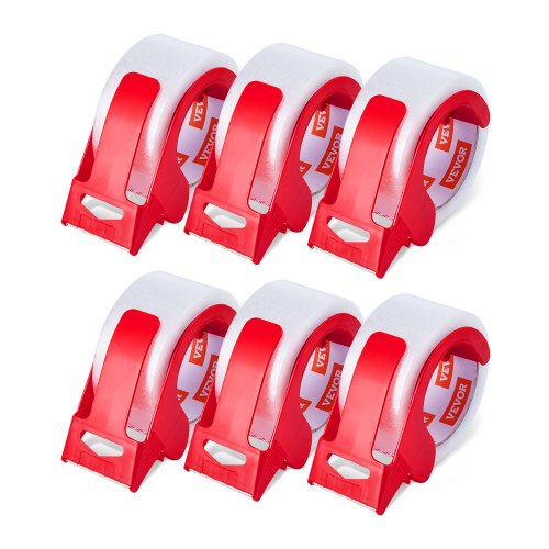 VEVOR Transparent Packtejp, 7,5 cm kärna, 6 rullar 4,8 cm x 65 yards Packtejp med Dispenser, 2,7 mm Kraftig Packtejp Avsedd för Flytt, Förvaring och Packning, Frakt och Utskick