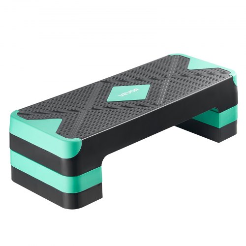 VEVOR Aerobic Exercise Step Platform, 28-tums Workout Aerobic Step, Höjdjusterbar Fitness Training Step Deck Trainer med 4 Risers, Halkfri Bänk för Hemmagym Konditionsstyrka, Grön