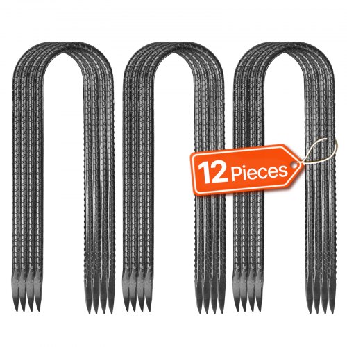 VEVOR 254x55,88mm / 10-tums 12-pack armeringsstöttor Kraftiga U-formade galvaniserade markankare