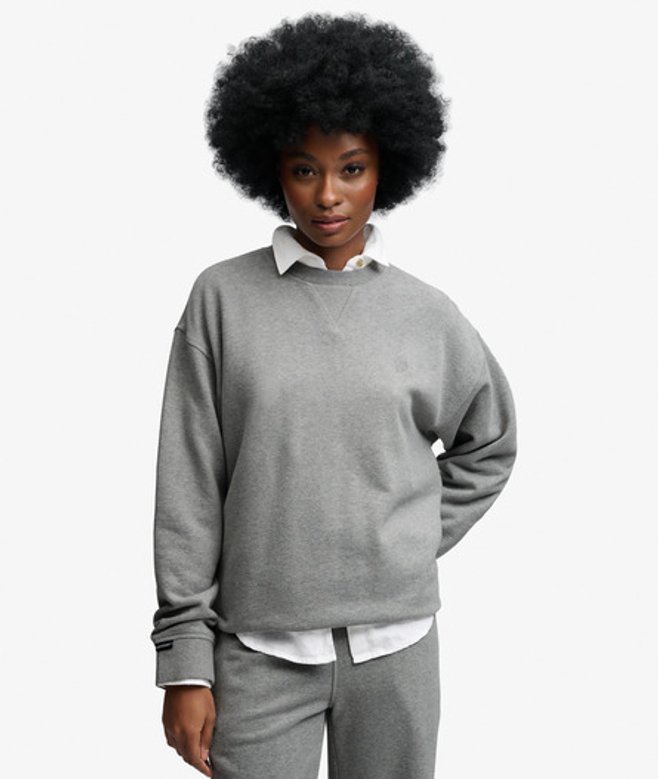 Superdry Damen Studios Sweatshirt mit Rundhalsausschnitt Grey - Größe: 40