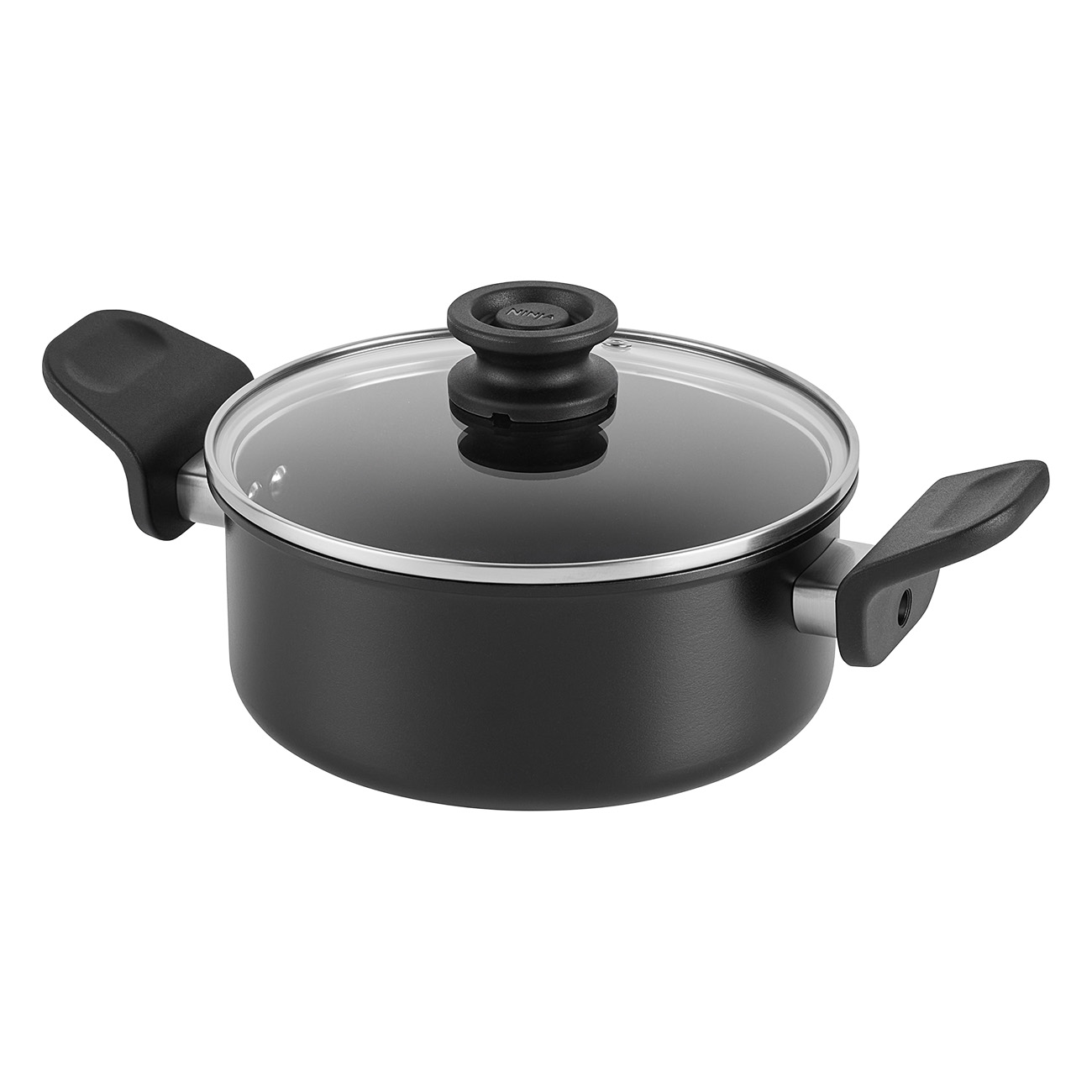 Ninja ZEROSTICK Classic CW50218DE schwarz | Suppentopf | Zerostick-Beschichtung | 18 cm breit | mit Glasdeckel | Für alle Kochfelder geeignet