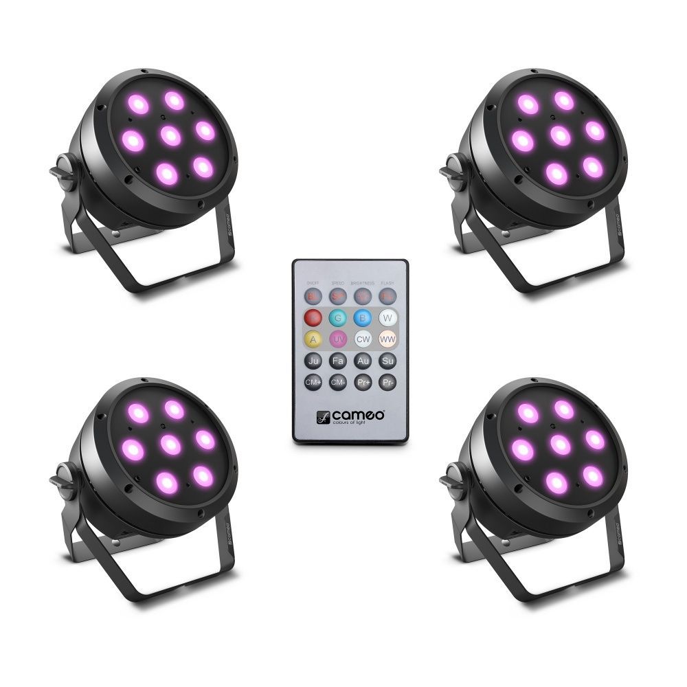 Cameo ROOT PAR 4 SET 1 bestehend aus: 4 x CLROOTPAR4 inkl. IR-Fernbedienung