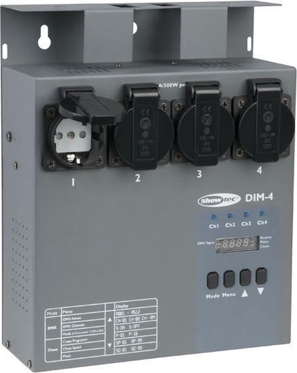Showtec DIM-4LC 4-Kanal Dimmerpack für Traversenmontage geeignet
