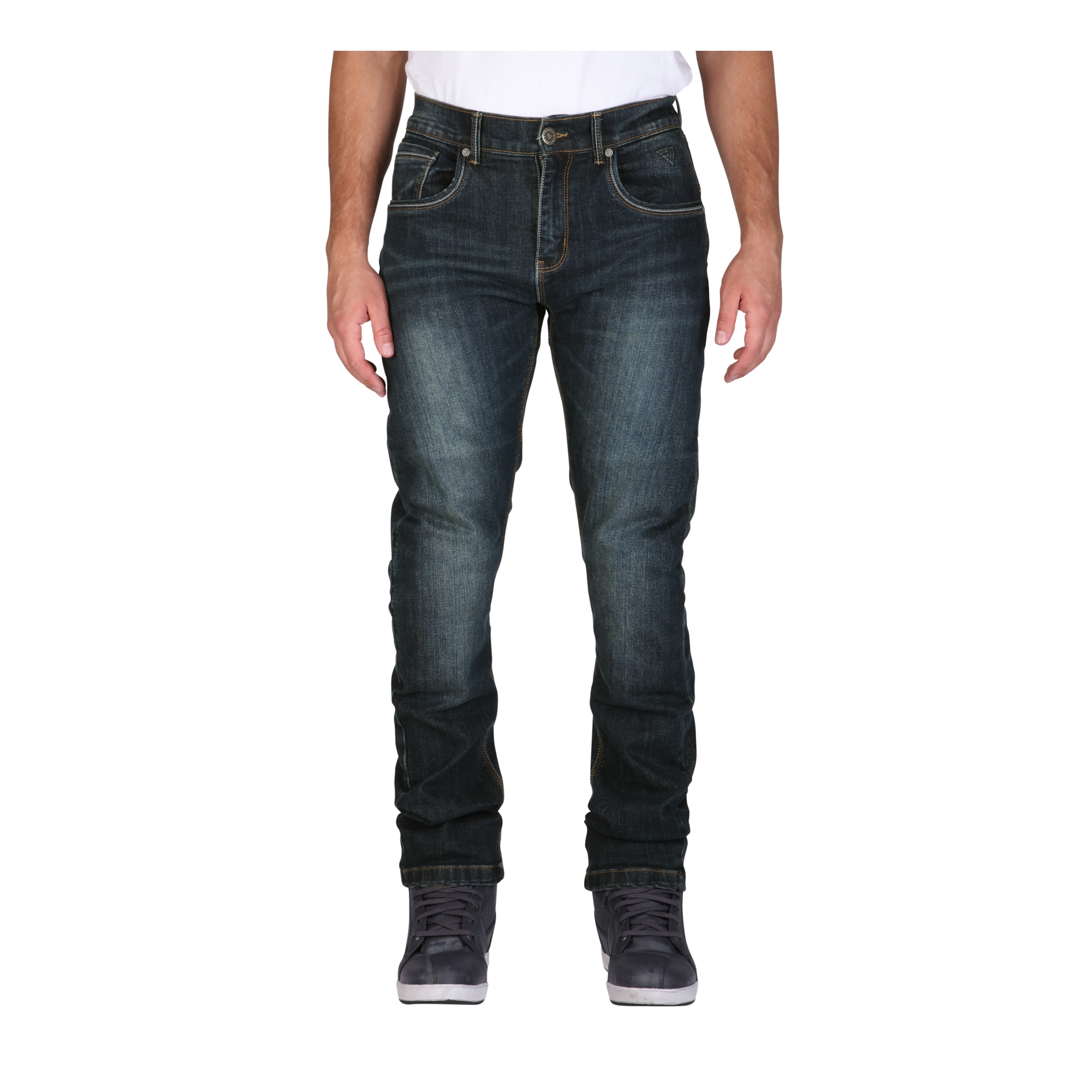 MODEKA Glenn II, Men's motorcycle jeans, Stone Wash Blue Length 32