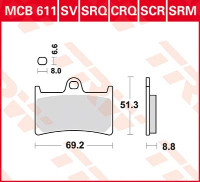 TRW Brake pads, and shoes for motorcycles, MCB611 Allround organic