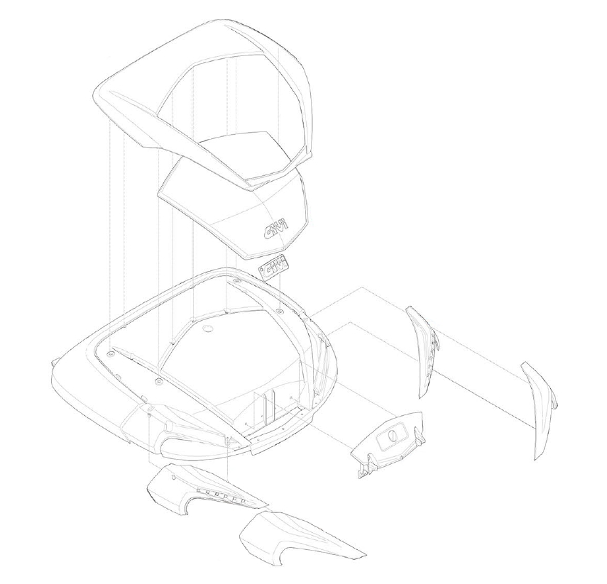 GIVI V56NN Upper shell, Base & cover for motorcycle cases, ZV56CNNM