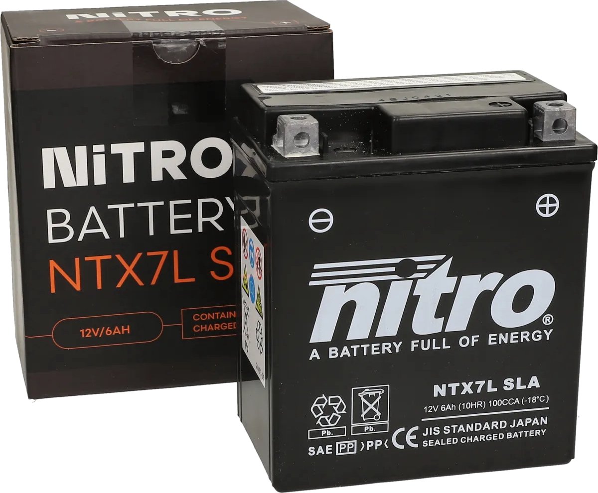 NITRO Sealed battery maintenance free, Batteries for motorcycle & scooter, NTX7L-SLA