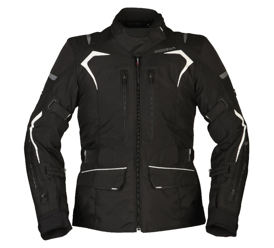 MODEKA Elaya Lady, Women's textile motorcycle jacket, Black-White Long