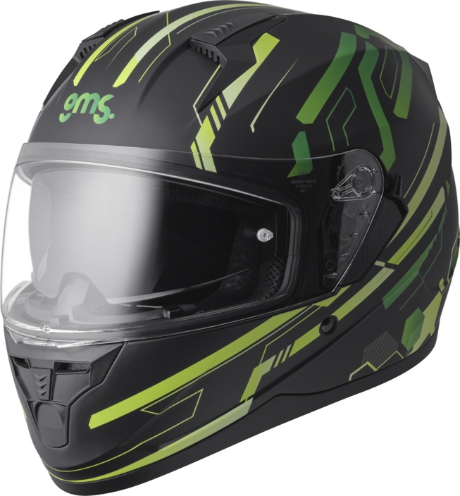 GMS Hexago Graphic, Full-face helmet, Mat Black Green