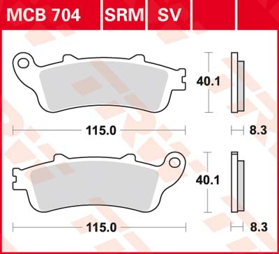 TRW Brake pads, and shoes for motorcycles, MCB704SRM Sinter maxi scooter