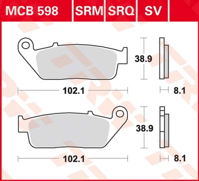 TRW Brake pads, and shoes for motorcycles, MCB598SRM Sinter maxi scooter