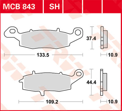 TRW Brake pads, and shoes for motorcycles, MCB843 Allround organic
