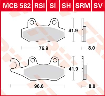 TRW Brake pads, and shoes for motorcycles, MCB582SH Sinter street