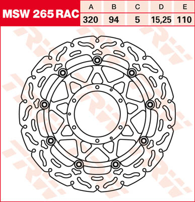 TRW Brake disc, discs for motorcycles, MSW265RAC