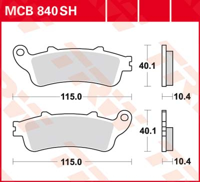 TRW Brake pads, and shoes for motorcycles, MCB840SH Sinter street