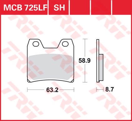 TRW Brake pads, and shoes for motorcycles, MCB725 Allround organic