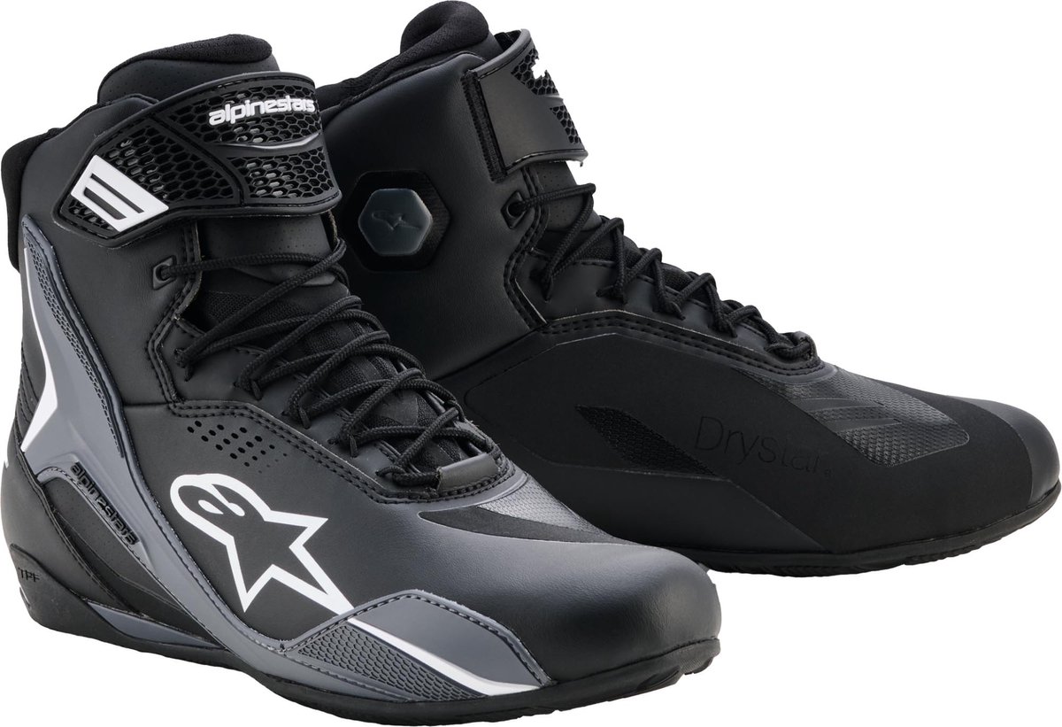 ALPINESTARS Faster-4 Drystar, Men's motorcycle shoes, Black-Cool Grey-White
