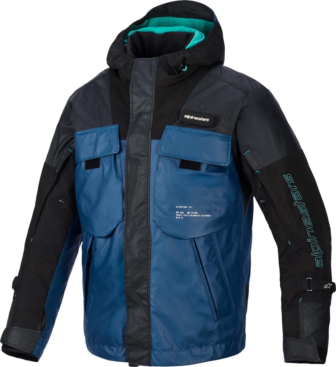 ALPINESTARS Mospher Waterproof Jacket, Men's textile motorcycle, Black-Dark Petrol