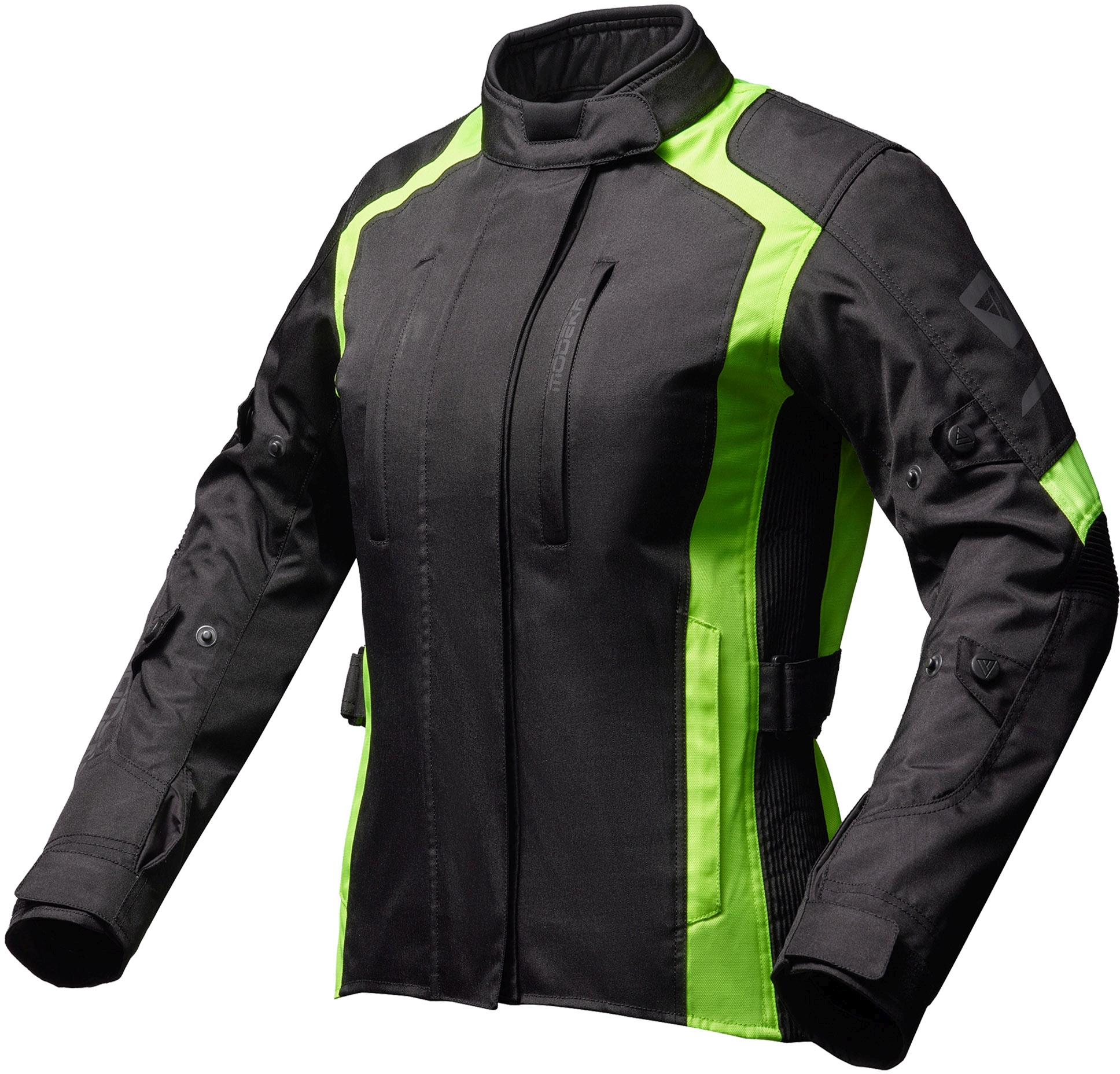 MODEKA Tarex II Lady, Women's textile motorcycle jacket, Black-Yellow