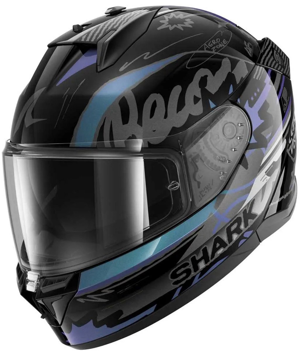 SHARK D-Skwal 3 Streetrush, Full-face helmet, Black-Green-Chrome KGU