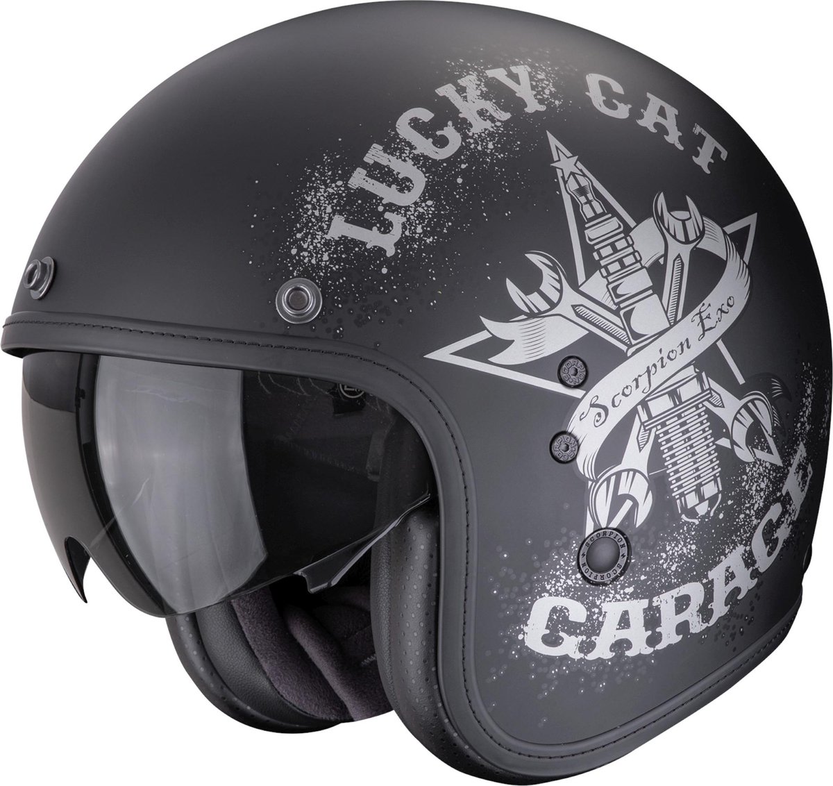 SCORPION Belfast Evo Hangar, Jet helmet, Matt Black-Silver