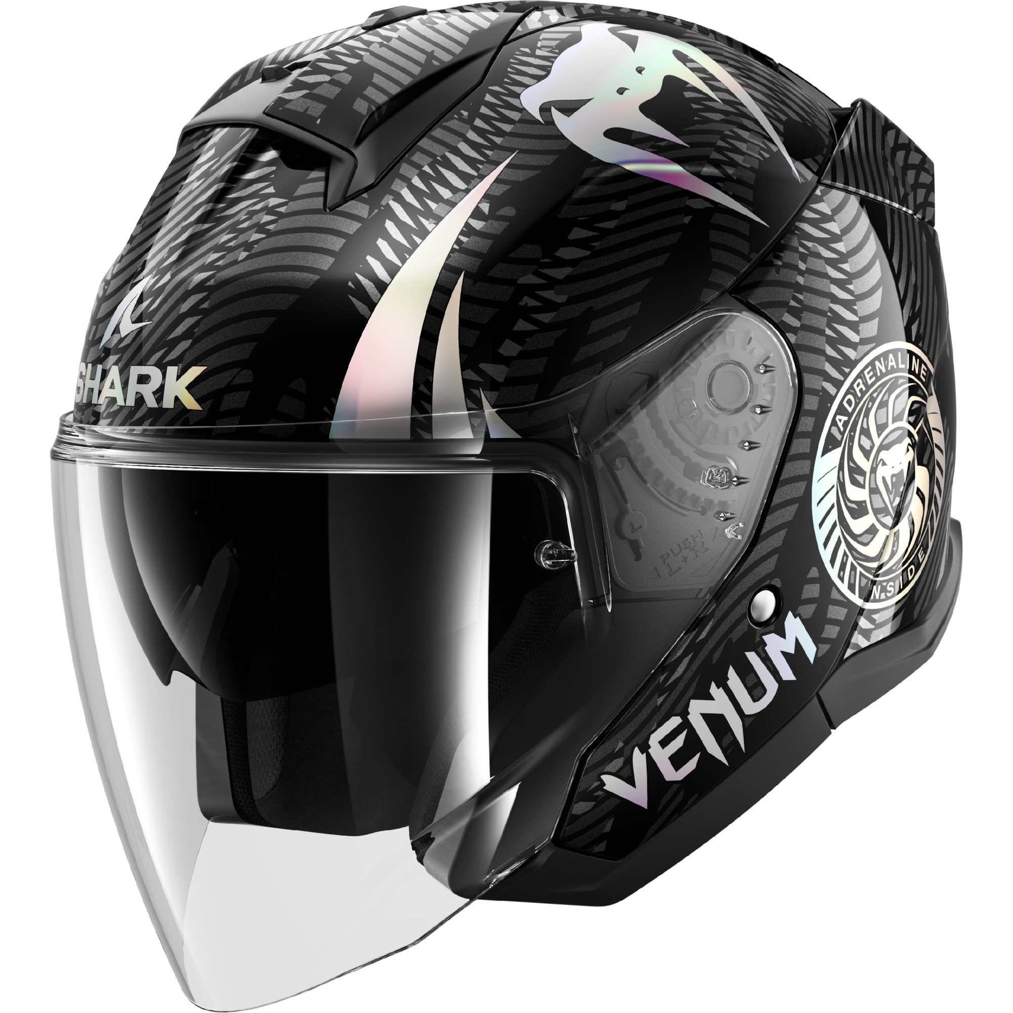 SHARK Skwal Jet Venum, helmet, Black-Chrome-Anthracite KUA