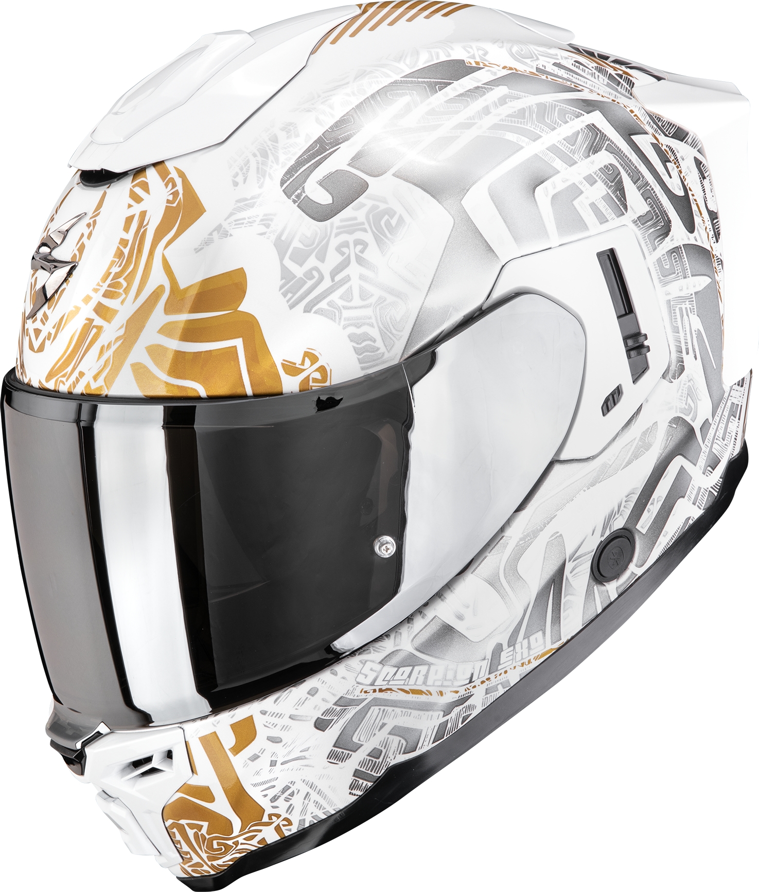 SCORPION EXO-1500 Air Apus, Full-face helmet, Pearl white-Grey-Gold